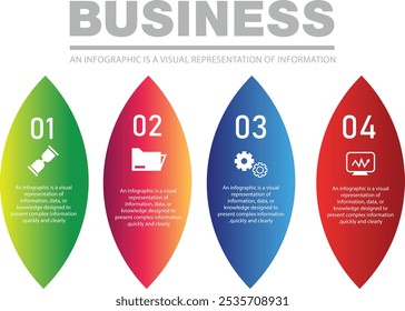 Modern Style 4 Step Business Infographic Element design can be used for workflow layout, diagram, annual report.
