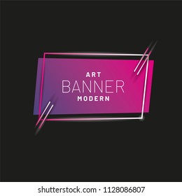 Modern style abstract banner with bright neon lines and frame for headline. Vector background.
