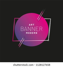 Modern style abstract banner with bright neon lines and frame for headline. Vector background.
