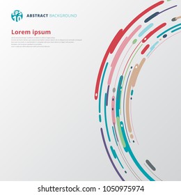 Modern style abstract with composition made of various motion lines curve rounded shapes colorful. Vector illustration.