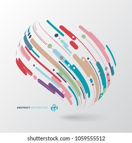 Modern style abstract with composition made of various lines wrapping circle 3d rounded shapes in colorful. Vector illustration.