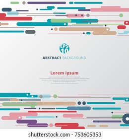 Modern style abstract with composition made of various lines horizontal rounded shapes in colorful. Vector illustration.