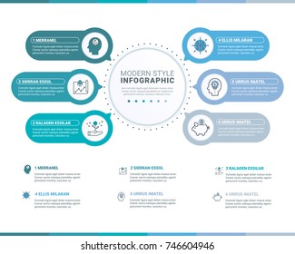 Modern Style Abstract Infographic Vector illustration layout with text description underneath and next to it Business data visualization elements of graph, diagram with steps, options