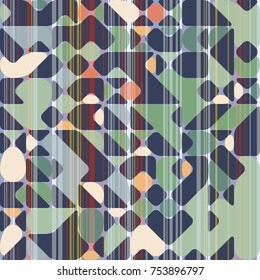 Modern Style Abstraction in Color, with Composition Made of Various Rounded Shapes and Lines, Fashion Background of Geometric Shapes, Trendy Mosaic Pattern  