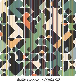 Modern Style Abstraction in Color, with Composition Made of Various Rounded Shapes and Lines, Fashion Background of Geometric Shapes, Trendy Mosaic Pattern  