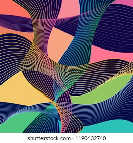 Modern style abstraction with composition made of various rounded shapes in color. Vector illustration.