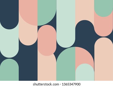 Modern style abstraction with composition made of various rounded shapes in color. 