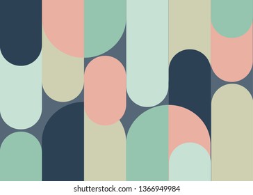 Modern style abstraction with composition made of various rounded shapes in color. 