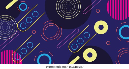 Modern style abstraction with composition made of various rounded shapes in color