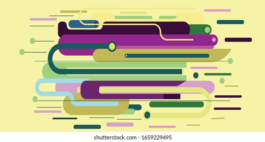 Modern style abstraction with composition made of various rounded shapes in color. 