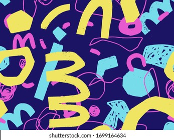 Modern style abstraction with composition made of various rounded shapes in color. Vector illustration.