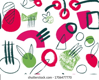 Modern style abstraction with composition made of various rounded shapes in color. Vector illustration.