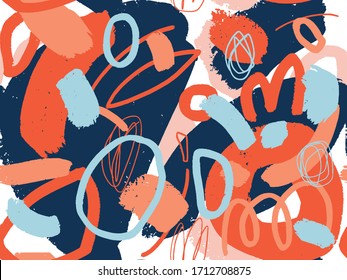 Modern style abstraction with composition made of various rounded shapes in color. Vector illustration.