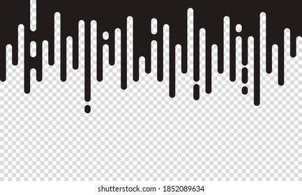 Modern style abstraction with composition made of various rounded shapes in black color on transparent background. Vector illustration.