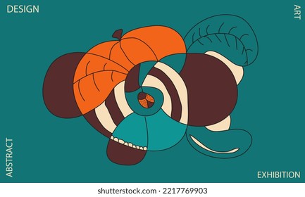 Modern Style Abstraction With Composition Made of Different Shapes of Lines in Color. Vector illustration. Eps10