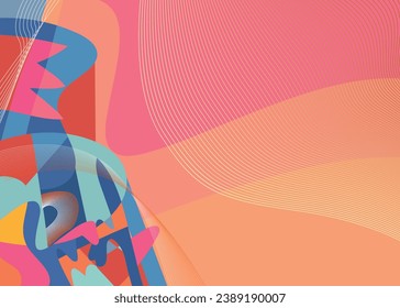Modern style abstraction with composition made of various shapes in color. Vector illustration.