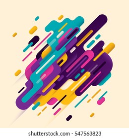 Modern style abstraction with composition made of various rounded shapes in color. Vector illustration.