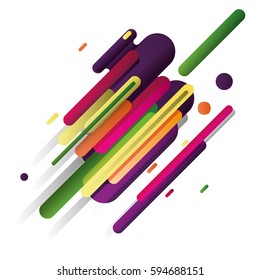 Modern style abstraction with composition made of various rounded shapes in color. Vector illustration.