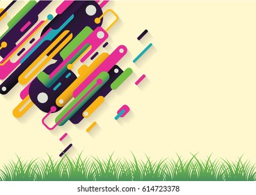 Modern style abstraction with composition made of various rounded shapes in color. Vector illustration.