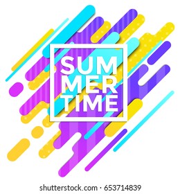 Modern style abstraction with composition made of various rounded shapes in actual color palette. Summer placard poster flyer invitation card. Vector Illustration