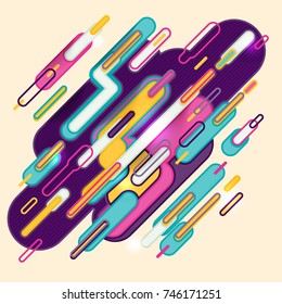 Modern style abstraction with composition made of various rounded shapes in color. Vector illustration.