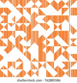 Modern Style Abstraction with Composition Made of Various Triangles and Lines, Fashion Orange Background of Geometric Shapes, Sun Trendy Mosaic Pattern  