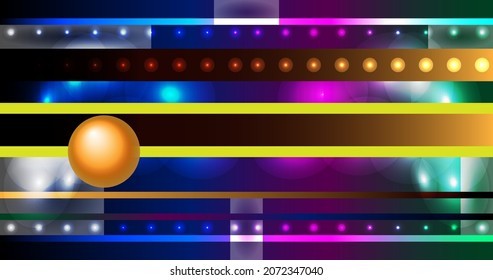 Modern style abstraction. Composition with shapes of different colors. Creative geometric wallpaper. Futuristic design poster. Bright banner. Stripes and rounded shapes. Trendy colored gradients.