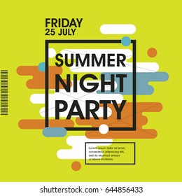 Modern style abstraction Summer Night Party Vector poster Template - EPS10 Design