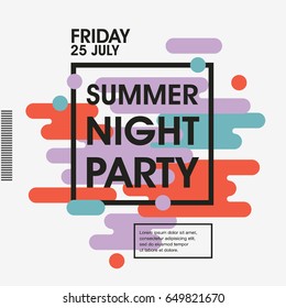 Modern style abstraction Summer Night Party Vector poster Template - EPS10 Design