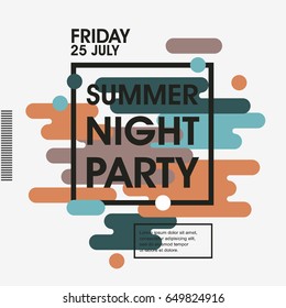 Modern style abstraction Summer Night Party Vector poster Template - EPS10 Design