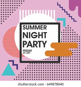 Modern style abstraction Summer Night Party Vector poster Template