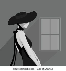 Modern Style Aesthetic Women Fashion Model Illustration with Cordobers Hat