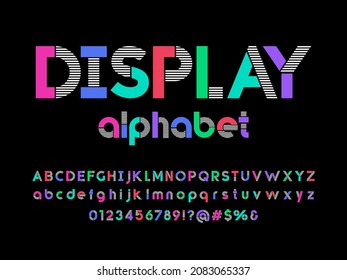 Modern style alphabet design with uppercase, lowercase, number and symbols