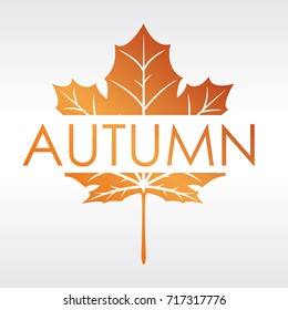 Modern Style Autumn Logo Design With Fall Colors And A Maple Leaf. 