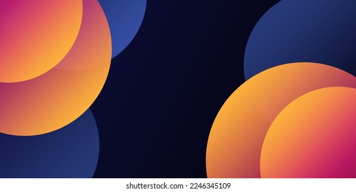 Modern Style Background, Header or Banner Design with Large Blue and Orange Overlapping Bubbles Pattern - Multi Purpose Creative Wide Scale Template for Web with Copyspace in Editable Vector Format
