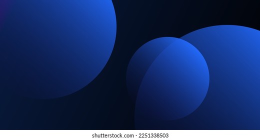 Modern Style Background, Header or Banner Design with Large Blue Overlapping Bubbles Pattern, Multi Purpose Creative Wide Scale Template for Web with Copyspace in Editable Vector Format