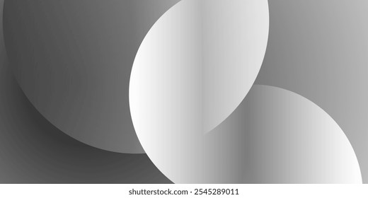 Modern Style Background, Header or Banner Design with Large Grey Overlapping Round Shapes - Black and White Multi Purpose Creative Wide Scale Template for Web with Copyspace in Editable Vector Format