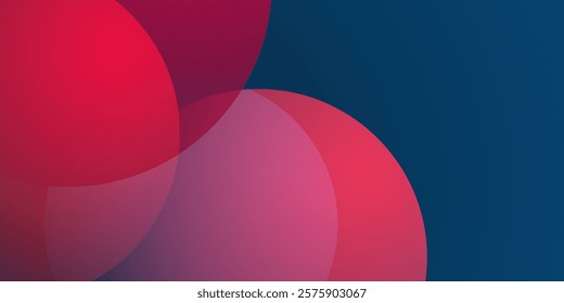 Modern Style Background, Header or Banner Design with Large Red Overlapping Bubbles Pattern, Multi Purpose Creative Wide Scale Template for Web with Copyspace in Editable Vector Format