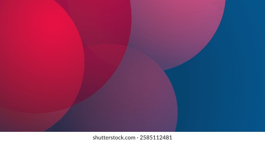Modern Style Background, Header or Banner Design with Large Red Overlapping Bubbles Pattern, Multi Purpose Creative Wide Scale Template for Web with Copyspace in Editable Vector Format