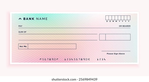 modern style bank cheque draft paper checkbook template vector