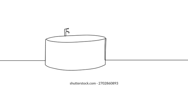 Bañera de estilo moderno, una línea continua Ilustración vectorial dinámica de diseño de dibujo de línea única