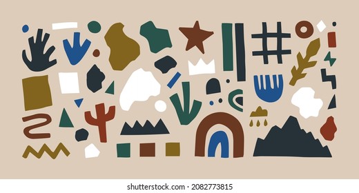 Estilo moderno gran conjunto de formas y objetos de doodle dibujados a mano. Resumen de la moderna y moderna ilustración vectorial. Todos los elementos están aislados.