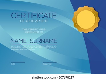 Modern Style Blank Blue Certified Template Vector Illustration