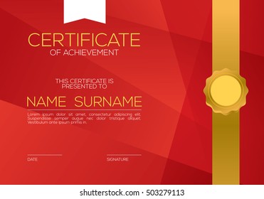 Modern Style Blank Red Certified Template Vector Illustration