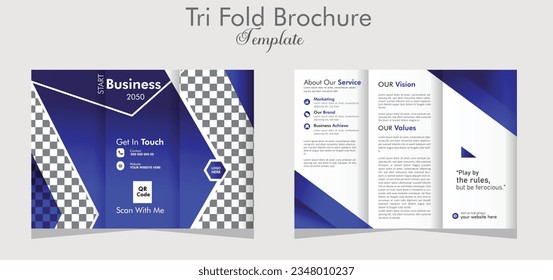 modern style blue tri fold brochure design template.Digital trifold brochure design template,
Business set of creative brochure template,