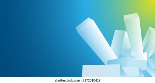 Modern Style Blue and White 3D Prismatic Crystal Shapes - Background, Texture with Copyspace, Place, Room for Your Text - Vector Design Template