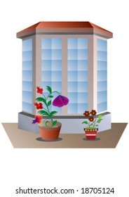 Modern style of bow window