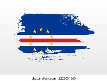 Modern style brush painted splash flag of Cape Verde with solid background