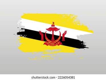 Modern style brush painted splash flag of Brunei with solid background