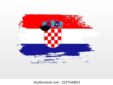 Modern style brush painted splash flag of Croatia with solid background